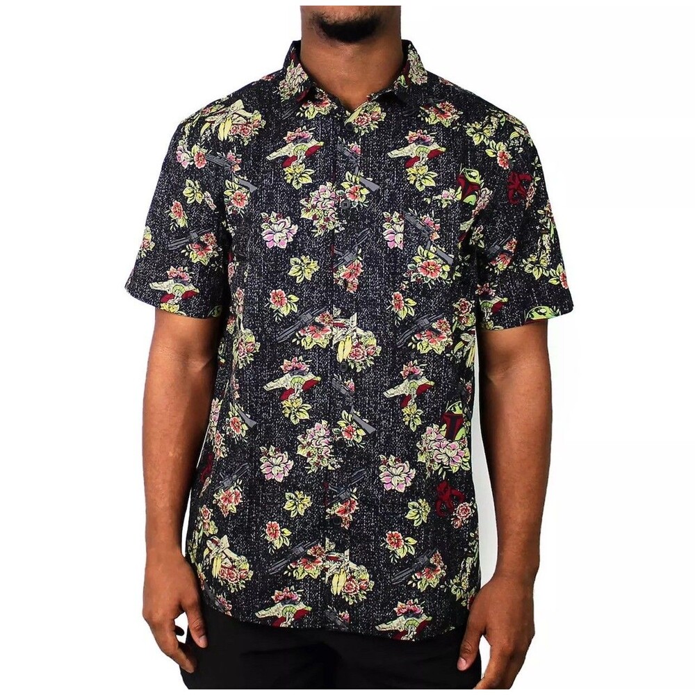 Star Wars Boba Fett Hawaiian Print Button Down Shirt M